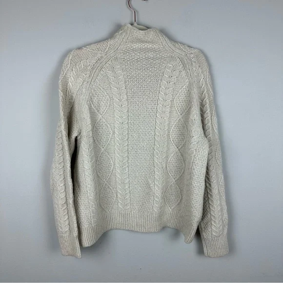 Vince Mock Neck Wool Cashmere Blend Cable Knit Sweater Size S - Picture 2 of 5
